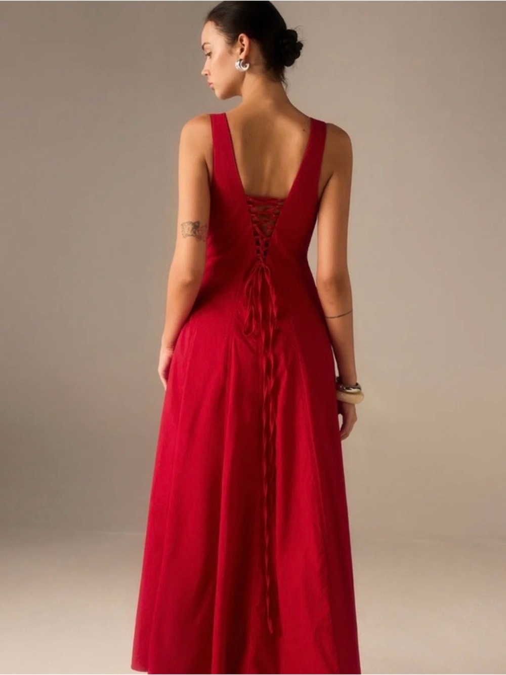 Commense Red Square-Neck Maxi Dress with pockets- brand new with tags never worn - Picture 3 of 7
